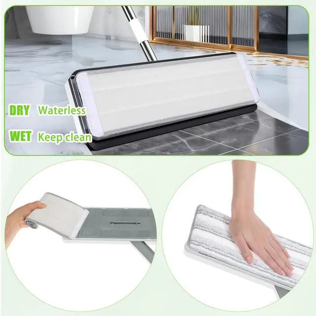 Alt view image 5 of 7 - 3 Pack Flat Mop Replacement Pad, 13" X 4.7" Microfiber Reusable Mop Pads Washable Mopping Pads Cleaning Mops Heads Cloth Replacement for Hardwood Floor Cleaning Wet Dry Use (White,Grey)