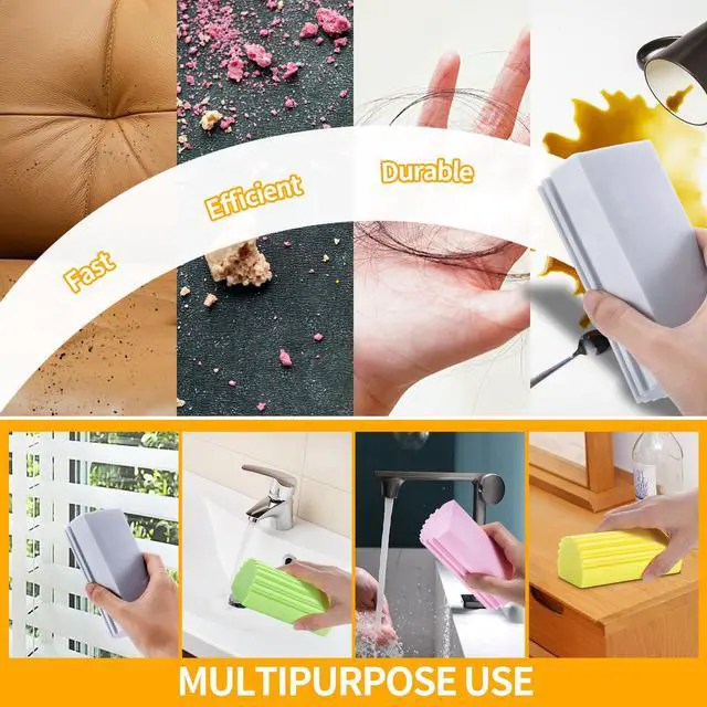 Alt view image 6 of 6 - Damp Clean Duster Sponge,4pack Magic Sponge Eraser,Reusable Damp Dusting Sponge Household Cleaning for Blinds, Glass, Baseboards,Radiators,Window Track Grooves(Multi Color)
