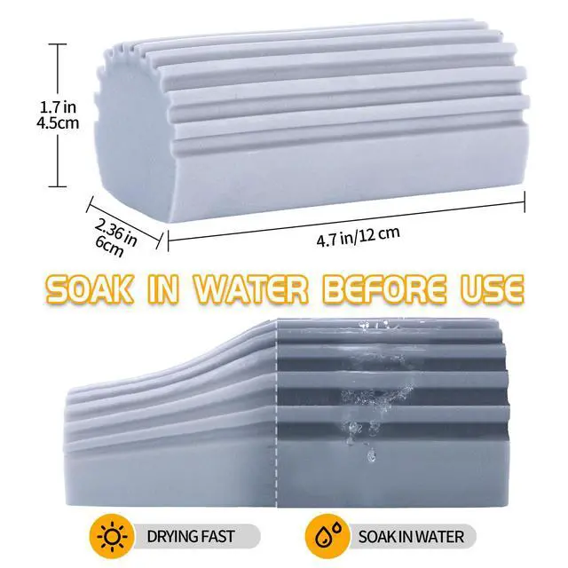 Alt view image 5 of 6 - Damp Clean Duster Sponge,4pack Magic Sponge Eraser,Reusable Damp Dusting Sponge Household Cleaning for Blinds, Glass, Baseboards,Radiators,Window Track Grooves(Multi Color)