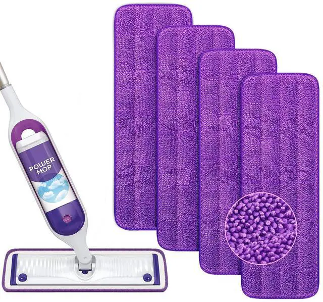Main image of Reusable Power Mop Refills Pads Compatible with Swiffer PowerMop Mop - Microfiber Power Mop Pads Refill for 13 ''-15 '' Spray Mop- Washable Pads for Multi-Surface Floor Cleaning, 4 Pack