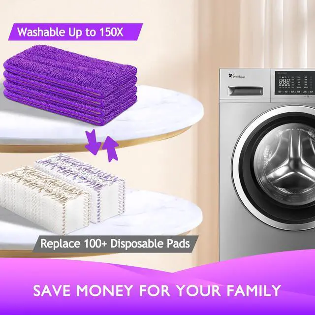 Alt view image 4 of 6 - Reusable Power Mop Refills Pads Compatible with Swiffer PowerMop Mop - Microfiber Power Mop Pads Refill for 13 ''-15 '' Spray Mop- Washable Pads for Multi-Surface Floor Cleaning, 4 Pack