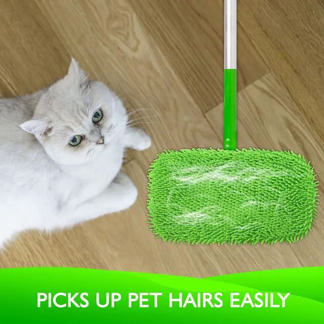 Alt view image 6 of 7 - Reusable Microfiber Mop Pads Compatible with Swiffer Sweeper- 4 Pack Dry Sweeping Cloths & Wet Mopping Cloths - Chenille Washable Wet Pads Refill for Mopping Floors (Mop is not Included)