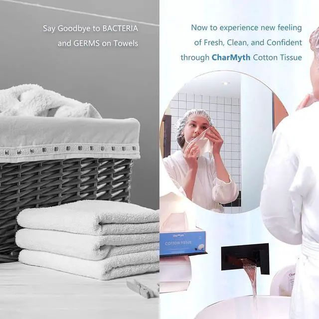 Alt view image 4 of 7 - Extra Thick Disposable Face Towel, Disposable Makeup Removing Wipes, 100% USA Cotton and 100% Organic & Cruelty Free, Lint-Free Cotton Tissues for Sensitive Skin 100 Count