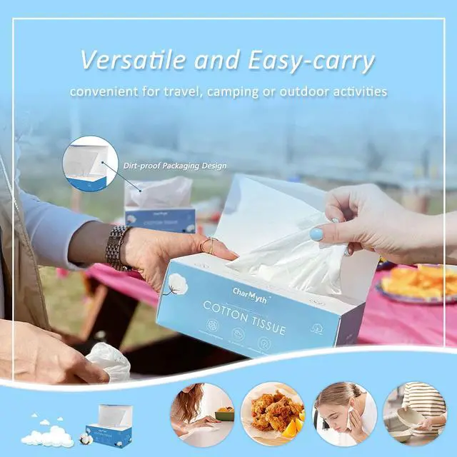 Alt view image 7 of 7 - Extra Thick Disposable Face Towel, Disposable Makeup Removing Wipes, 100% USA Cotton and 100% Organic & Cruelty Free, Lint-Free Cotton Tissues for Sensitive Skin 100 Count