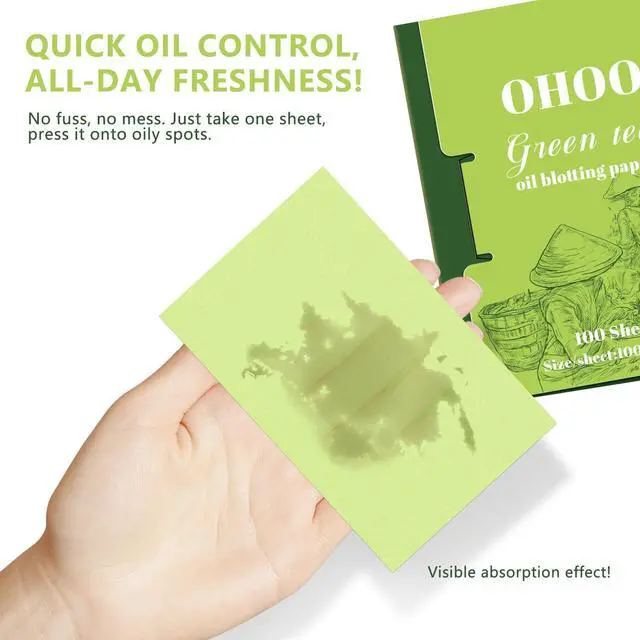Alt view image 2 of 5 - Face Oil Blotting Paper Facial Oil Absorbing Sheets for Oily Skin Face Wipes for Makeup Clean Green Tea 100 Count