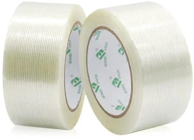 Main image of Mono Filament Strapping Tape, 2 Roll 2 Inch x 35 Yards 5.5 Mil, Heavy Duty Transparent Reinforced Fiberglass Tape