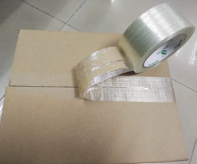 Alt view image 3 of 6 - Mono Filament Strapping Tape, 2 Roll 2 Inch x 35 Yards 5.5 Mil, Heavy Duty Transparent Reinforced Fiberglass Tape