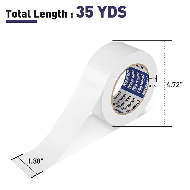 Alt view image 6 of 7 - Duct Tape White Heavy Duty - 1.88 in 35 Yds Waterproof No Residue Strong Adhesive Duct Tape Tearable for Indoor Outdoor Use,Multi Purpose Home Repair