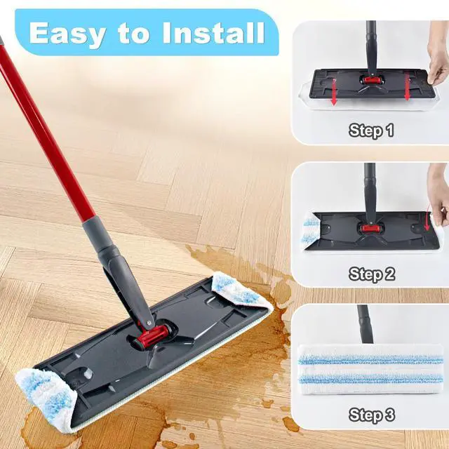 Alt view image 4 of 7 - Mop Replacement Pads for OCedar H2prO Flat Mop System, 6 Pack Mop Pads for Ocedar H2prO Flat Mop, Machine Washable and Reusable Microfiber Mop Heads Replacements, Mop Refills Safe on Various Floors