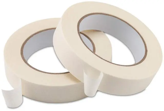 Main image of Masking Tape 1 inch, 2 Pack General Purpose Beige Masking Tape White Masking Paper, 1 inch x 55 Yards x 2 Rolls (110 Total Yards)