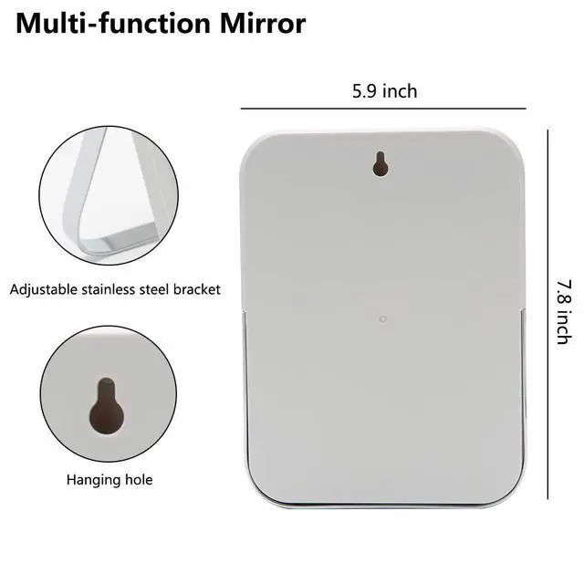 Alt view image 2 of 7 - Table Desk Vanity Makeup Mirror,8-Inch Portable Folding Mirror with Metal Stand 90°Adjustable Rotation Tavel Make Up Mirror Hanging Bathroom for Shower Shaving(Gray)