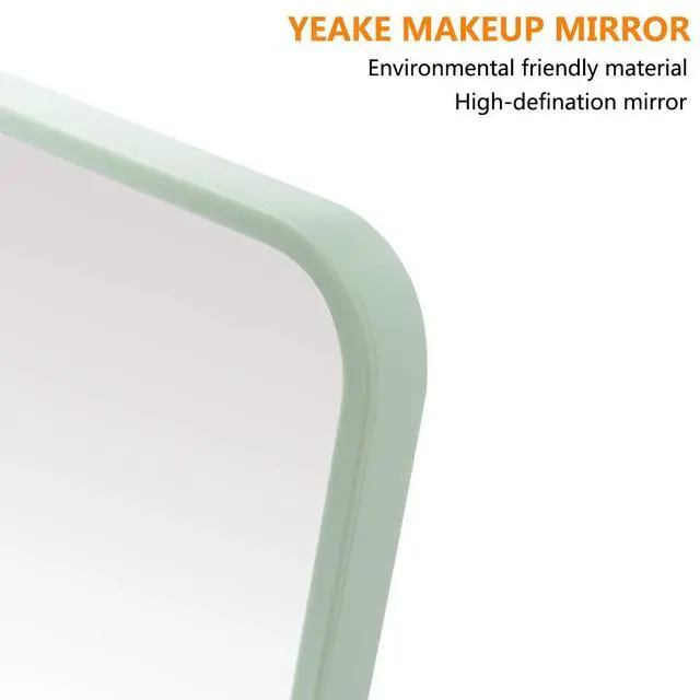 Alt view image 6 of 7 - Table Desk Vanity Makeup Mirror,8-Inch Portable Folding Mirror with Metal Stand 90°Adjustable Rotation Tavel Make Up Mirror Hanging Bathroom for Shower Shaving(Green)