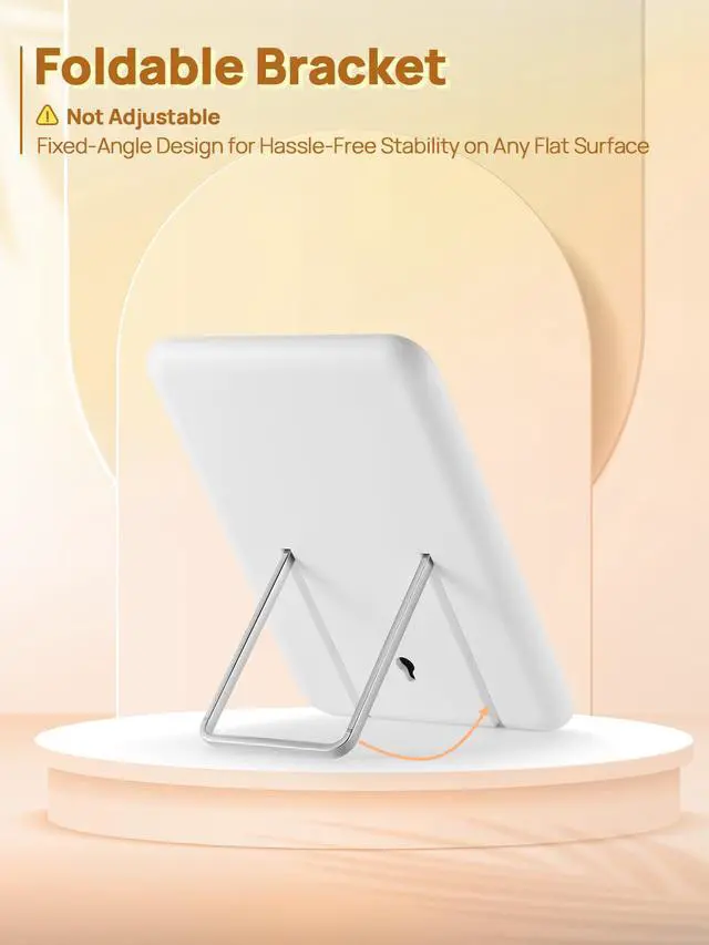 Alt view image 4 of 7 - Desk Makeup Mirror, 8 x 5 inches Table Mirror with Foldable Stand and Hanging Hole for Shaving and Travelling, White