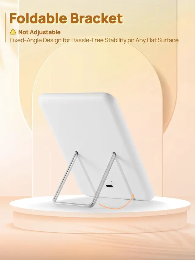 Alt view image 5 of 6 - Lighted Travel Makeup Mirror, 8 x 5 inches Desk Mirror with Foldable Stand and 3 Lighting Modes for Shaving and Travelling, White