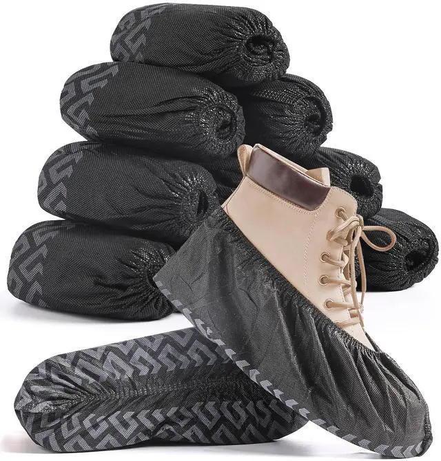 Main image of Shoe Covers Disposable Non Slip - 50 Pack (25 Pairs) X-Large Disposable Boot Covers for Indoors Outdoors Recyclable Durable Protector Stretchable Fits Up to Size 13 US Men-Black