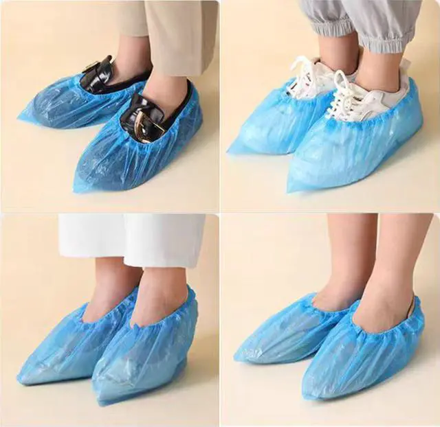 Alt view image 6 of 7 - 100 Pack Shoe Covers Disposable Non Slip, Premium Waterproof and Recyclable Shoe Booties Covers for Indoors, Fits Up To 9 US Men and 11 US Women Size, 50 Pairs Elastic Caps Plastic Shoe Covers