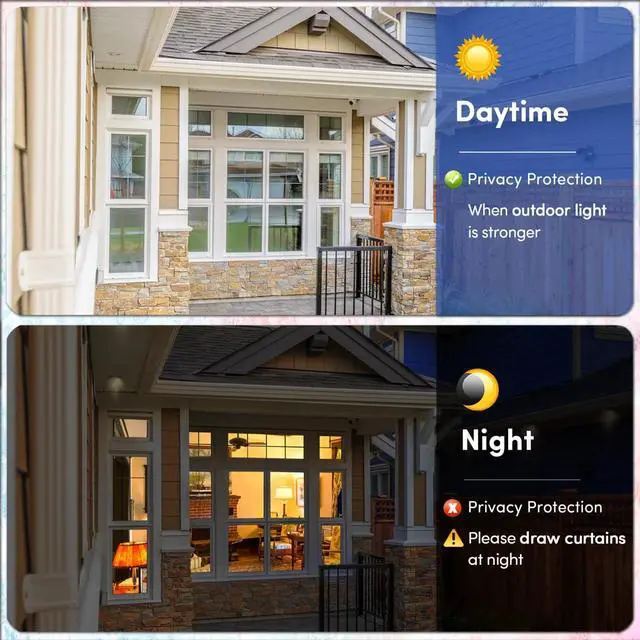 Alt view image 4 of 7 - One Way Privacy Window Film, Sun Blocking Reflective Window Film See Out Not in, Heat Control Window Tint for Home, Anti UV Static Cling for Windows Office Door (Silver, 17.5 Inch X 6.5 Feet)