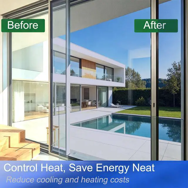 Alt view image 4 of 7 - One Way Privacy Window Film Reflective Solar Control Window Film Heat Control Mirror Window Tint for Home Heat Blocking Daytime Privacy See Out Not in, Black Silver, 17.5 Inch X 78.7 Inch