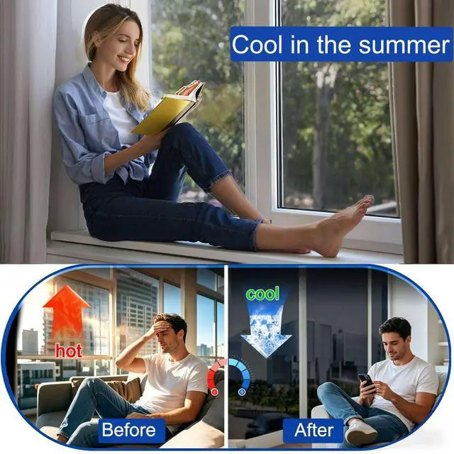 Alt view image 5 of 7 - One Way Privacy Window Film Reflective Solar Control Window Film Heat Control Mirror Window Tint for Home Heat Blocking Daytime Privacy See Out Not in, Black Silver, 17.5 Inch X 78.7 Inch