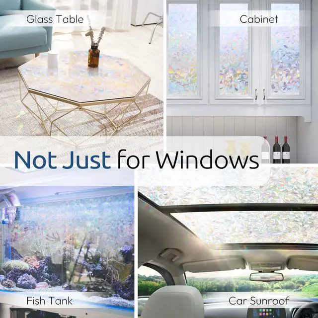 Alt view image 7 of 7 - Window Privacy Film Rainbow Film Decorative Window Sticker, 3D Static Stained Glass Cling Tint for Home Heat Control Non-Adhesive, 17.5 x 78.7 inches