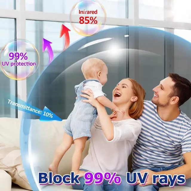 Alt view image 3 of 7 - One Way Privacy Window Film with 4 Tools, Static Cling Window Film, Simple to Install Cut and Remove, UV Blocking Heat Control, Light Blocking for Home Office Windows(Black-Silver-17.5Inch×78.7Inch)
