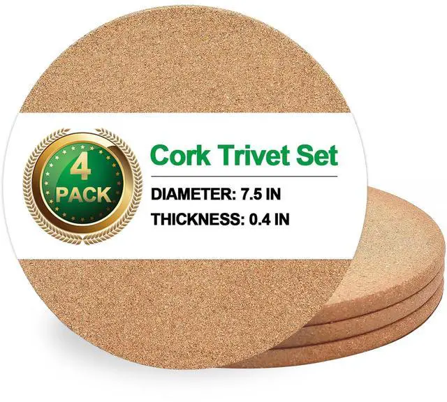 Main image of Cork Trivet, 4 Pack High Density Thick Cork Coasters Set for Hot Dishes, 7.5 Inch Heat Resistant Multifunctional, Hot Pads for Kitchen, Table, Countertops
