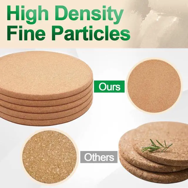 Alt view image 4 of 7 - Cork Trivet, 4 Pack High Density Thick Cork Coasters Set for Hot Dishes, 7.5 Inch Heat Resistant Multifunctional, Hot Pads for Kitchen, Table, Countertops