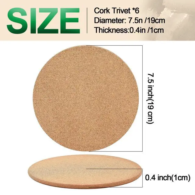 Alt view image 2 of 7 - Cork Trivet, 4 Pack High Density Thick Cork Coasters Set for Hot Dishes, 7.5 Inch Heat Resistant Multifunctional, Hot Pads for Kitchen, Table, Countertops