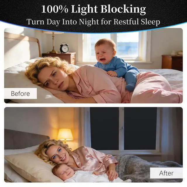 Alt view image 2 of 7 - Blackout Window Privacy Film 100% Light Blocking UV Protection, Removable Static Cling Non-Adhesive Frosted Window Tint for Home Nursery Office Rental Elderly Pet Family