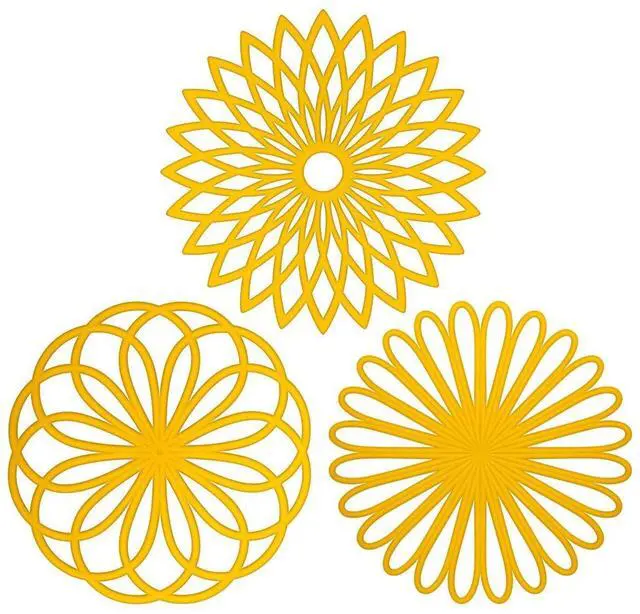 Main image of Silicone Trivet Mat - Kitchen Hot Pads for Pots & Dish - Insulated Teapot Trivet - Flexible, Durable, Non-Slip Large Coasters 3 Set Yellow