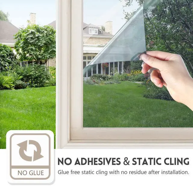 Alt view image 7 of 7 - One Way Daytime Privacy Static Cling Sun Blocking Anti UV Reflective Window Tint for Home and Office, Black-Silver, 17.5 Inch X 6.5 Feet