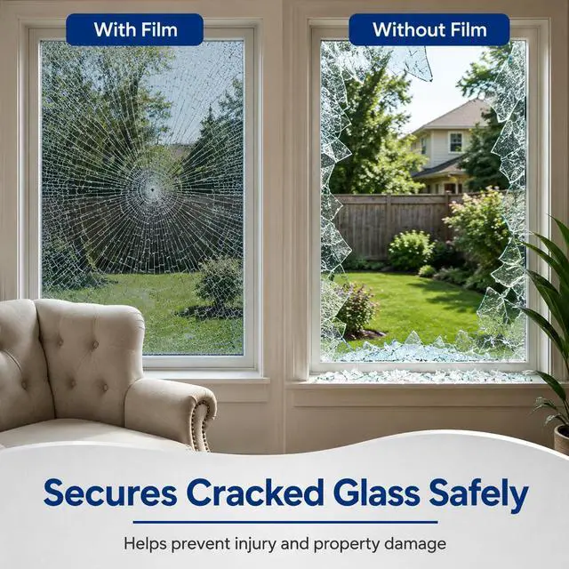 Alt view image 6 of 7 - One Way Window Privacy Film, See Out Not in Daytime Mirror Tint for Home, Heat Blocking Window Film with Sun & UV Control Static Cling Reflective Glass Covering Black Silver 17.5Inch x 6.5Feet