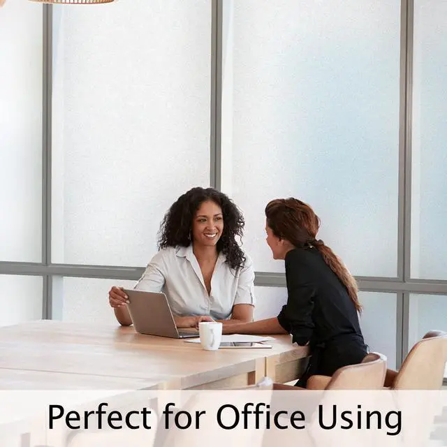 Alt view image 4 of 7 - Frosted Window Privacy Film Heat Control UV Blocking, Static Cling Non-Adhesive Reusable Door coverings for Bathroom Home Office (Frosted 17.5 Inch x 6.5 Feet)