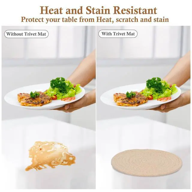 Alt view image 5 of 7 - 7" Trivets for Hot Dishes, Hot pots and Pans, 4 Heat Resistant Hot Pads, Pot Holders for Kitchen, Home Essentials for New Home and Farmhouse Decor, Fall Decorations for Home(Brown)