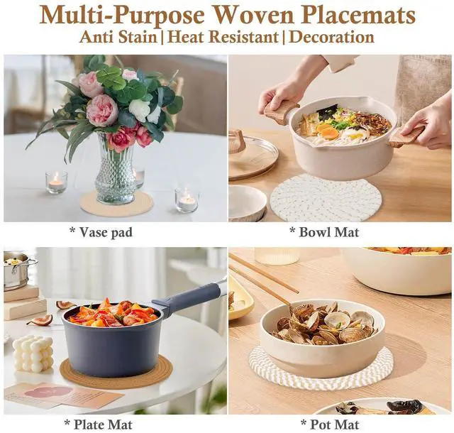 Alt view image 6 of 7 - 7" Trivets for Hot Dishes, Hot pots and Pans, 4 Heat Resistant Hot Pads, Pot Holders for Kitchen, Home Essentials for New Home and Farmhouse Decor, Fall Decorations for Home(Brown)