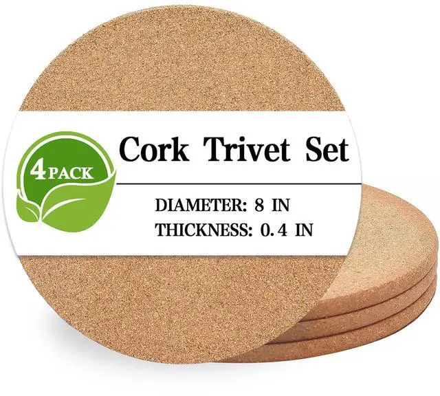 Main image of Cork Trivet, 4 Pack High Density Thick Cork Coasters Set for Hot Dishes, 8 Inch Heat Resistant Multifunctional Corks Trivets for Hot Dishes, Hot Pads for Kitchen, Table, Countertops