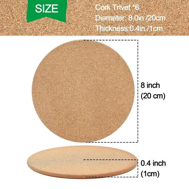 Alt view image 2 of 7 - Cork Trivet, 4 Pack High Density Thick Cork Coasters Set for Hot Dishes, 8 Inch Heat Resistant Multifunctional Corks Trivets for Hot Dishes, Hot Pads for Kitchen, Table, Countertops