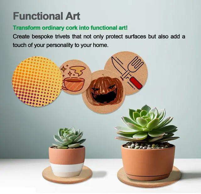 Alt view image 5 of 7 - Cork Trivet, 4 Pack High Density Thick Cork Coasters Set for Hot Dishes, 8 Inch Heat Resistant Multifunctional Corks Trivets for Hot Dishes, Hot Pads for Kitchen, Table, Countertops