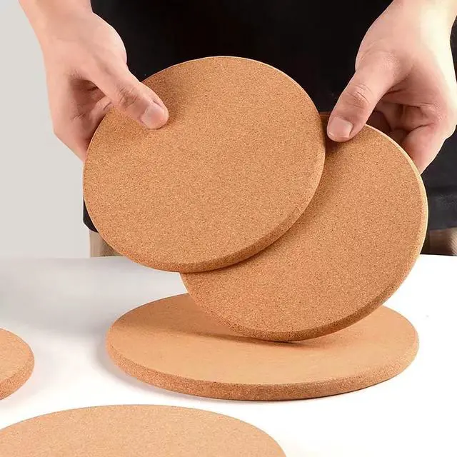 Alt view image 7 of 7 - Cork Trivet, 4 Pack High Density Thick Cork Coasters Set for Hot Dishes, 8 Inch Heat Resistant Multifunctional Corks Trivets for Hot Dishes, Hot Pads for Kitchen, Table, Countertops