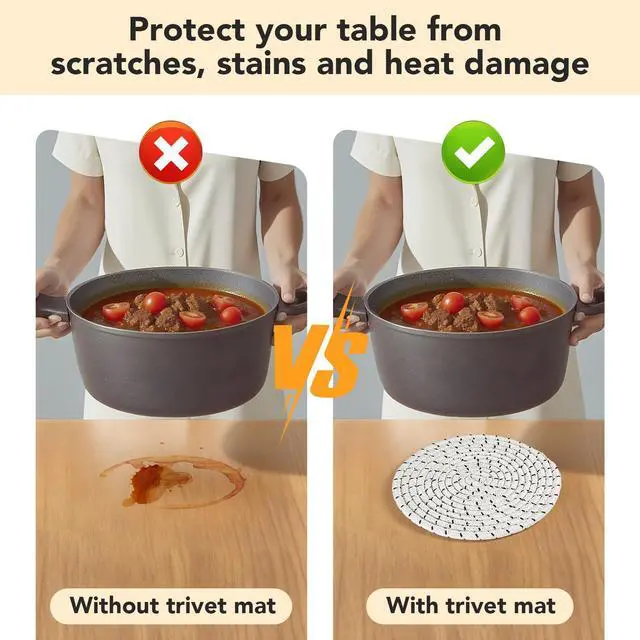 Alt view image 5 of 7 - 7 Inches Trivets for Hot Dishes, Hot Pots and Pans, 4Pcs Thick Heat Resistant Trivet Mats for KitchenPot Holders for Kitchen Counter, Table, Home Essentials, Kitchen Decor for Table Countertops