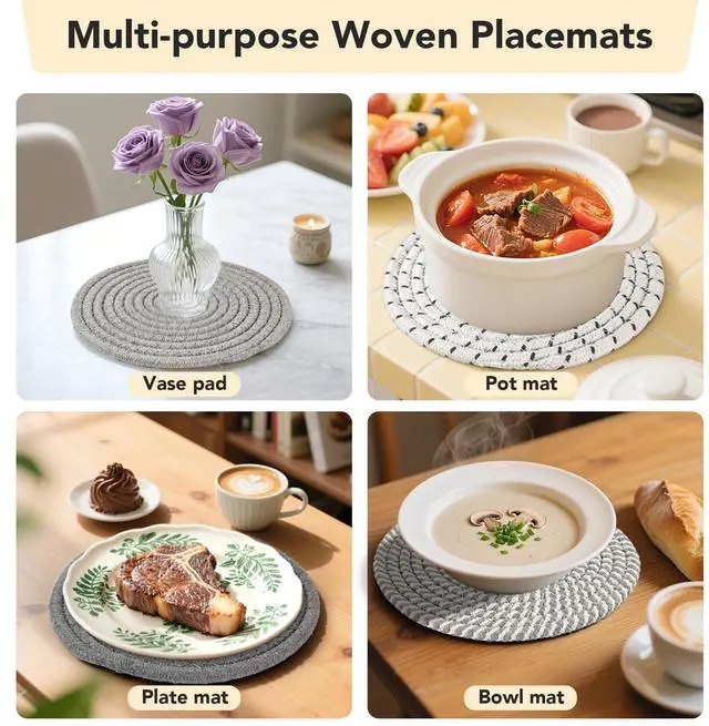 Alt view image 6 of 7 - 7 Inches Trivets for Hot Dishes, Hot Pots and Pans, 4Pcs Thick Heat Resistant Trivet Mats for KitchenPot Holders for Kitchen Counter, Table, Home Essentials, Kitchen Decor for Table Countertops