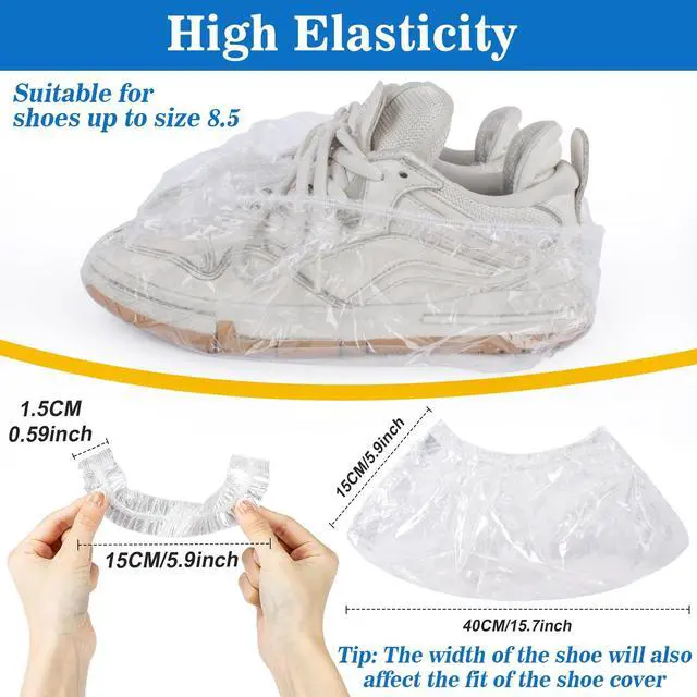 Alt view image 2 of 7 - 100pcs(50PRS) Shoe Covers Disposable - Portable Size Save Space for Rainy Days Waterproof Booties Covers Plastic Rain Shoe Protector Foot Covers Indoors Reusable Women Men Shoe Bags for Travel