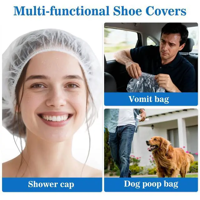 Alt view image 7 of 7 - 100pcs(50PRS) Shoe Covers Disposable - Portable Size Save Space for Rainy Days Waterproof Booties Covers Plastic Rain Shoe Protector Foot Covers Indoors Reusable Women Men Shoe Bags for Travel