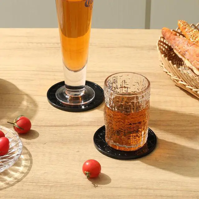 Alt view image 5 of 7 - Coasters Set of 8,Hot or Cold Drink Coasters with Holder,Modern Style Coffee Table Coaster,Suitable for Kinds Cups Beer,Drink,Anti-Overflow Tabletop Protection(Black, 8pcs)