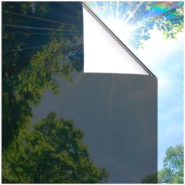 Main image of One Way Privacy Window Film, Heat Control Window Tint for Home, Sun Blocking Reflective Window Film See Out Not in, Anti UV Static Cling for Windows Office Door (Black, 17.5 Inch X 6.5 Feet)