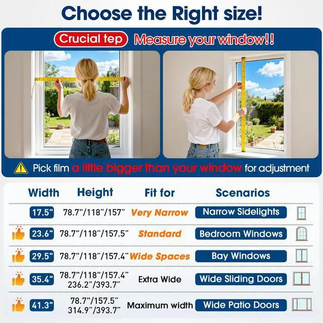 Alt view image 7 of 7 - One Way Privacy Window Film, Heat Control Window Tint for Home, Sun Blocking Reflective Window Film See Out Not in, Anti UV Static Cling for Windows Office Door (Black, 17.5 Inch X 6.5 Feet)