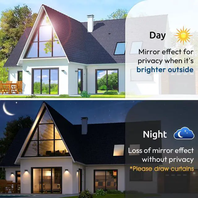 Alt view image 3 of 7 - Window Privacy Film One Way Window Tint for Home, Removable Reflective Heat Sun Blocking Anti UV Glass Door Covering, Mirror Tinting Film House Office, 17.5 Inch X 6.5 Feet, Silver