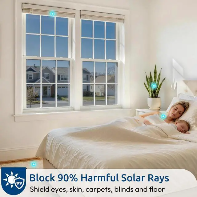 Alt view image 4 of 7 - Window Privacy Film One Way Window Tint for Home, Removable Reflective Heat Sun Blocking Anti UV Glass Door Covering, Mirror Tinting Film House Office, 17.5 Inch X 6.5 Feet, Silver