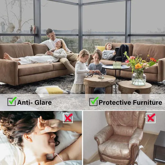 Alt view image 4 of 7 - One Way Window Privacy Film Reflective Mirror Home Window Tint, Daytime Privacy Heat Control Anti UV Glass Tinting Static Cling (Silver, 17.5 x 78.7 inch)