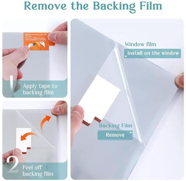 Alt view image 7 of 7 - Window Privacy Film One Way Window Tint for Home, Sun UV Blocking Heat Control Reflective Mirror Film, No Glue Static Cling See Out Not in Glass Door Covering, Silver, 17.5" x 78.7"